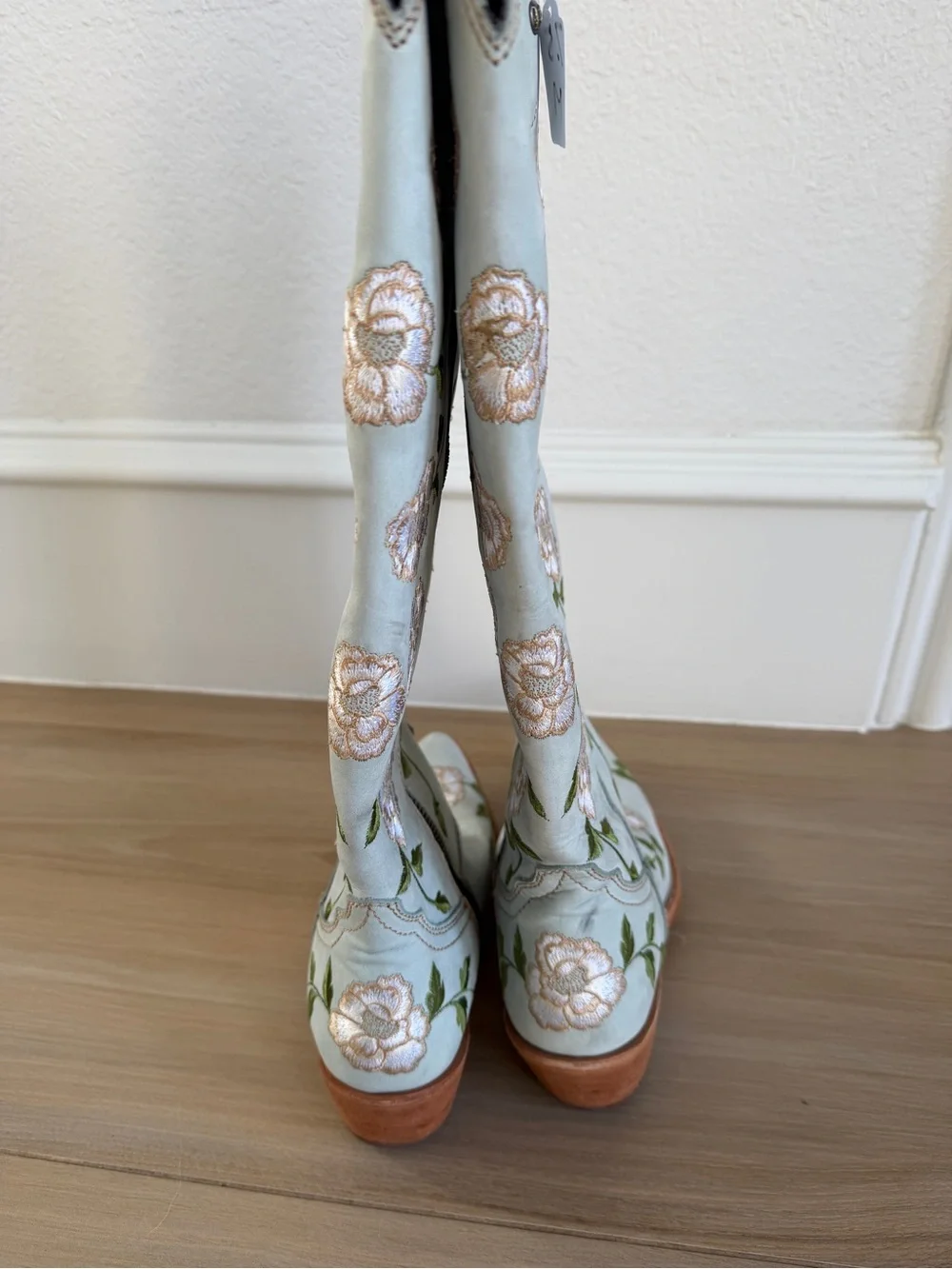 Liberty Black Garden Grey Floral Tall Cowboy Boots Size 7 M NWOT